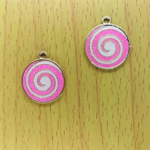 10pcs Cartoon Lollipop Enamel Charms Metal Tag for DIY Jewelry