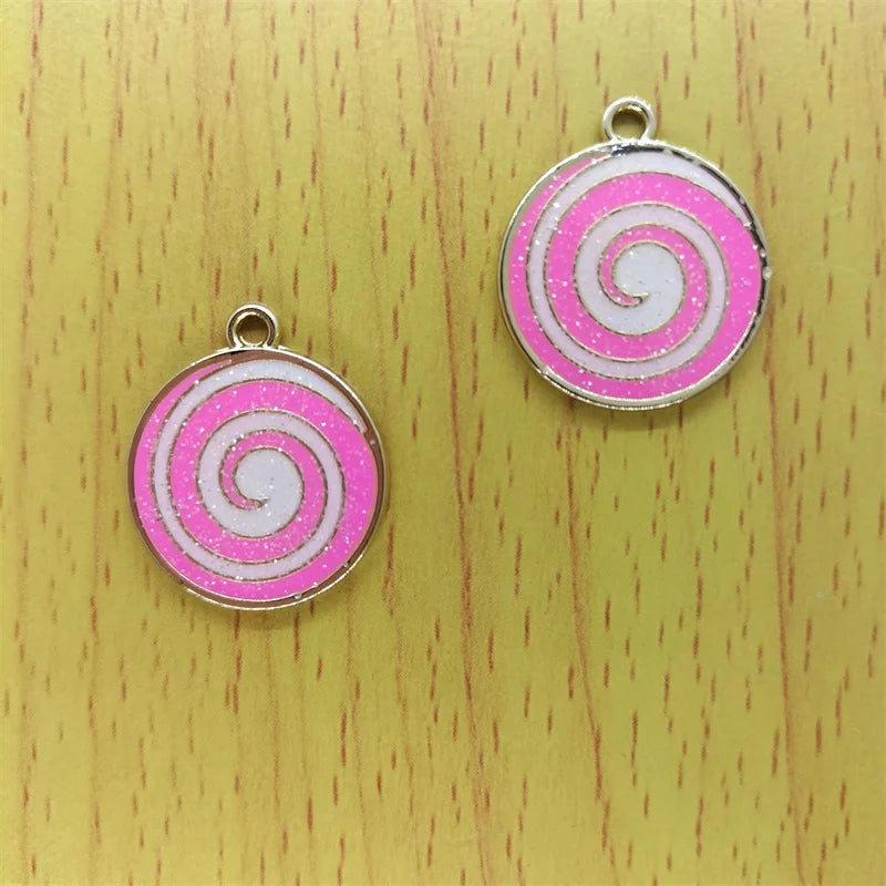 10pcs Cartoon Lollipop Enamel Charms Metal Tag for DIY Jewelry