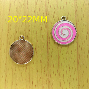10pcs Cartoon Lollipop Enamel Charms Metal Tag for DIY Jewelry