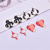 10pcs Cute Poker Cat Enamel Charms for DIY Jewelry Making
