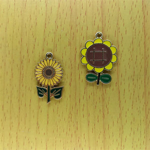 10pcs Enamel Flower Charms for DIY Jewelry Making