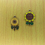 10pcs Enamel Flower Charms for DIY Jewelry Making