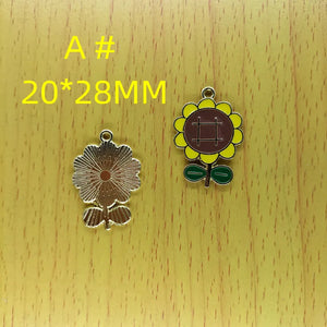 10pcs Enamel Flower Charms for DIY Jewelry Making
