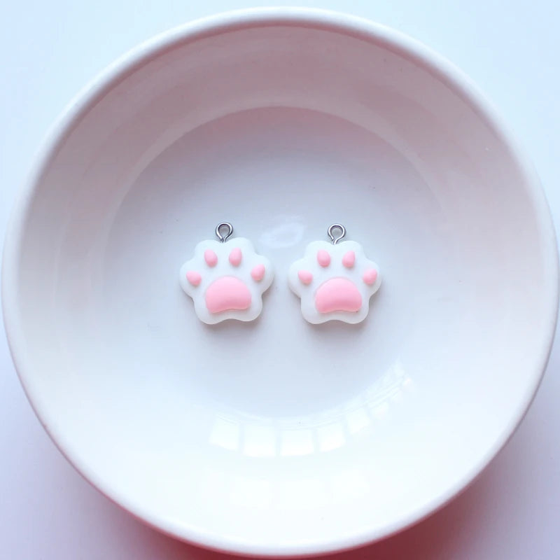 10pcs Pink Cat Claw Charms Animal Paw Pendants DIY Jewelry Making
