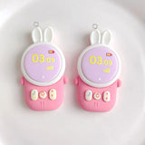 10pcs Cartoon Rabbit Walkie Talkie Resin Charms for DIY Crafts