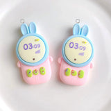 10pcs Cartoon Rabbit Walkie Talkie Resin Charms for DIY Crafts