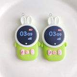 10pcs Cartoon Rabbit Walkie Talkie Resin Charms for DIY Crafts