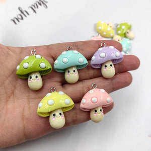 10pcs Mushroom Vegetable Resin Charms for DIY Earring Pendant Crafts