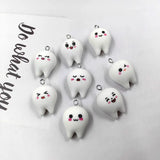 10pcs Cartoon Expression Tooth Resin Charms For Earring Lovely Pendant Accessory