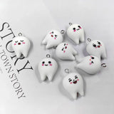 10pcs Cartoon Expression Tooth Resin Charms For Earring Lovely Pendant Accessory