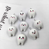 10pcs Cartoon Expression Tooth Resin Charms For Earring Lovely Pendant Accessory