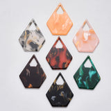 10pcs Geometric Pentagon Resin Charms for Earrings Red Pink