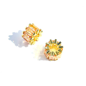 10pcs Champagne Zirconia Wheel Spacer Beads for Jewelry