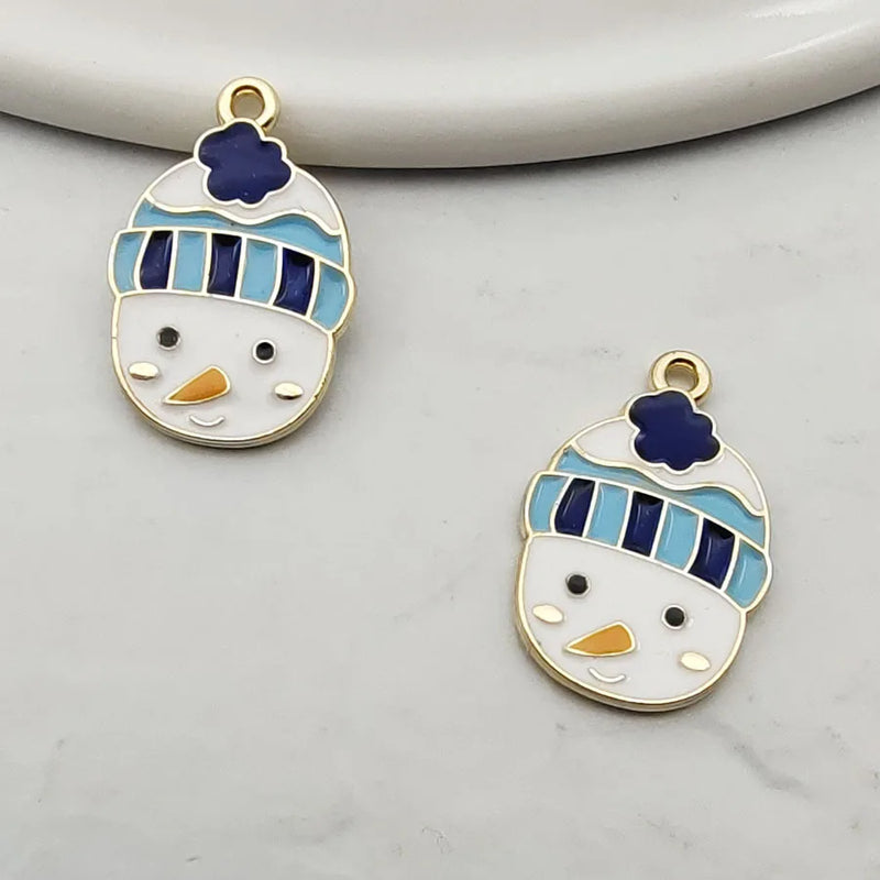10pcs Christmas Snowman Pendants for DIY Making PJ04