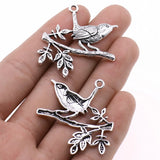 10pcs Charms Bird Standing Branch Antique Pendant Tibetan Silver DIY Jewelry