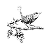 10pcs Charms Bird Standing Branch Antique Pendant Tibetan Silver DIY Jewelry