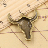 10pcs Bull Skull Charms Antique Bronze Silver 32x28mm Pendants DIY Jewelry