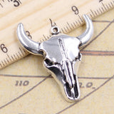 10pcs Bull Skull Charms Antique Bronze Silver 32x28mm Pendants DIY Jewelry