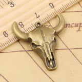 10pcs Bull Skull Charms Antique Bronze Silver 32x28mm Pendants DIY Jewelry