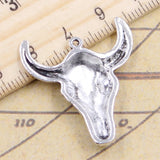 10pcs Bull Skull Charms Antique Bronze Silver 32x28mm Pendants DIY Jewelry
