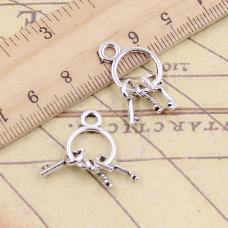 10pcs Tibetan Silver Bunch Of Keys Charms 26x12mm Antique Jewelry Making DIY