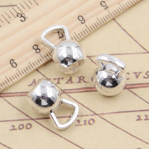 10pcs Fitness Dumbbells Tibetan Silver Pendants DIY Craft