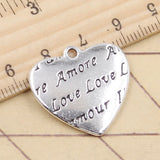 10pcs Heart More Love Charms 25x26mm Tibetan Silver Pendants DIY Craft