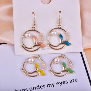 10pcs Mermaid Pendants DIY Crafts Findings Inlaid Pearl Jewelry