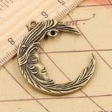 10pcs Man In The Moon Face Charms 38x32mm Tibetan Bronze Silver Pendants