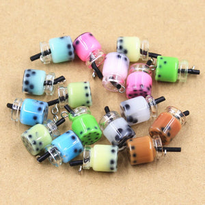 10pcs Pearl Milk Tea Charms Pendants DIY Jewelry Making Findings