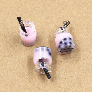 10pcs Pearl Milk Tea Charms Pendants DIY Jewelry Making Findings
