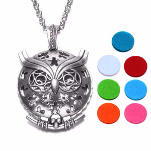10pcs Owl Pattern Perfume Aroma Magnet Pendant Necklace DZ1818