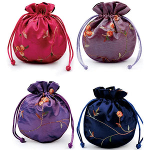 10pcs Satin Embroidered Jewelry Gift Bags Coin Purse Drawstring Pouches 4*5in