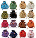 10pcs Satin Embroidered Jewelry Gift Bags Coin Purse Drawstring Pouches 4*5in
