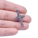 10pcs Jesus Cross Charm Pendants Rainbow DIY Necklaces