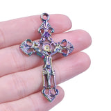 10pcs Jesus Cross Charm Pendants Rainbow DIY Necklaces