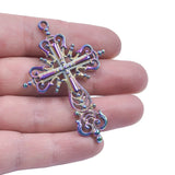 10pcs Jesus Cross Charm Pendants Rainbow DIY Necklaces