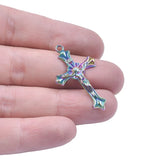 10pcs Jesus Cross Charm Pendants Rainbow DIY Necklaces