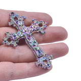 10pcs Jesus Cross Charm Pendants Rainbow DIY Necklaces