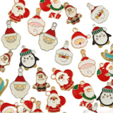 10pcs Christmas Enamel Santa Charms for DIY Jewelry Making
