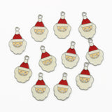 10pcs Christmas Enamel Santa Charms for DIY Jewelry Making