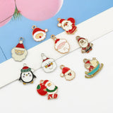 10pcs Christmas Enamel Santa Charms for DIY Jewelry Making
