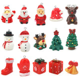 10pcs Christmas Resin Decoration Ornament Pendants Charms Deer Tree Sock Snowman