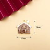 10pcs Christmas Tree House Enamel Charms for DIY Jewelry Making