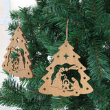 10pcs Christmas Tree Wooden The Birth of Jesus Pendant Decoration