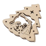 10pcs Christmas Tree Wooden The Birth of Jesus Pendant Decoration