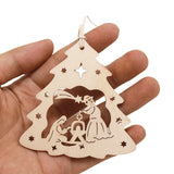 10pcs Christmas Tree Wooden The Birth of Jesus Pendant Decoration