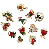 10pcs Enamel Christmas Bells Charms Pendants DIY Jewelry