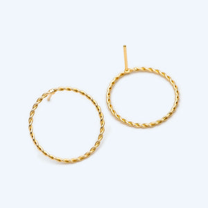 10pcs Circle Ear Posts 20mm, Plated Brass, Ring Stud Earrings
