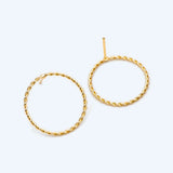 10pcs Circle Ear Posts 20mm, Plated Brass, Ring Stud Earrings